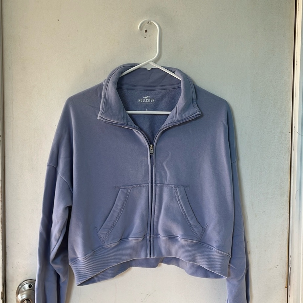 A lavender holister cropped zip up